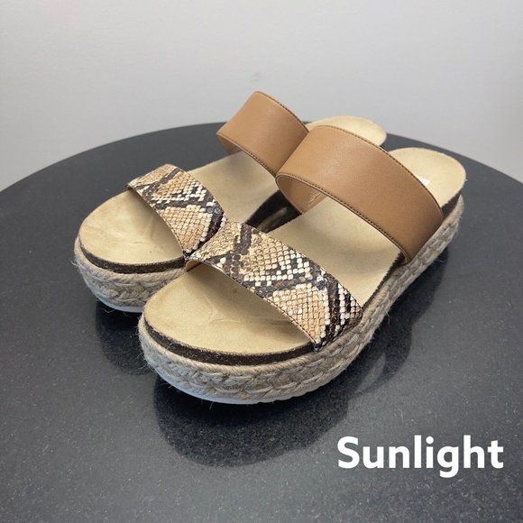 Steve Madden Shoes - Steve Madden JADEY ESPADRILLE SANDALS Animal Print Double Strap Slides SZ 8M